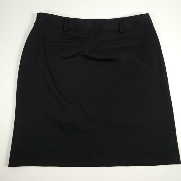Dana Buchman Skirt 12 Black Cotton Blend Belt Loops Mock Button Pockets - Picture 2 of 10